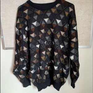 Vintage neutral color block knit sweater